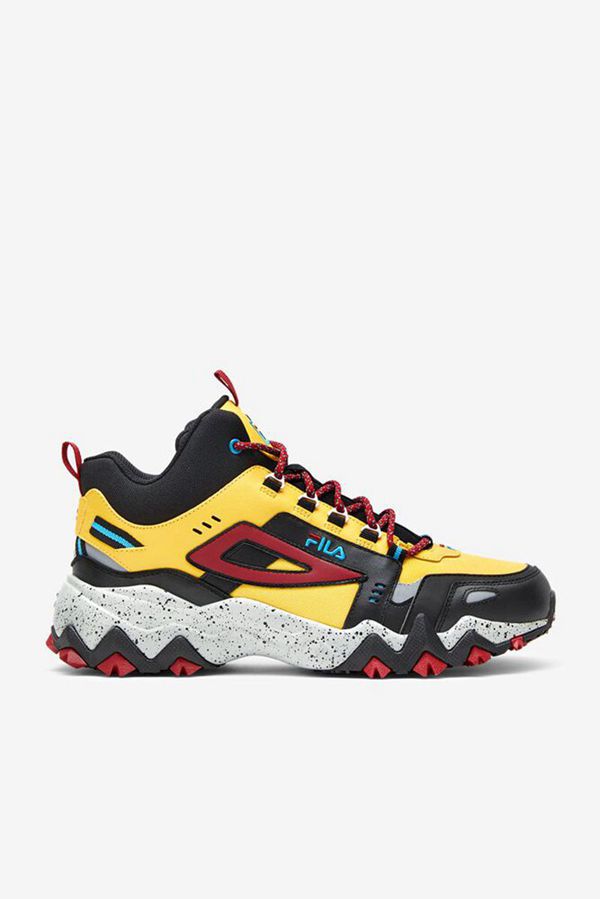 Fila Oakmont Tr Mid Men's Sneakers - Lemon/Black/Red,NZ 461-52149